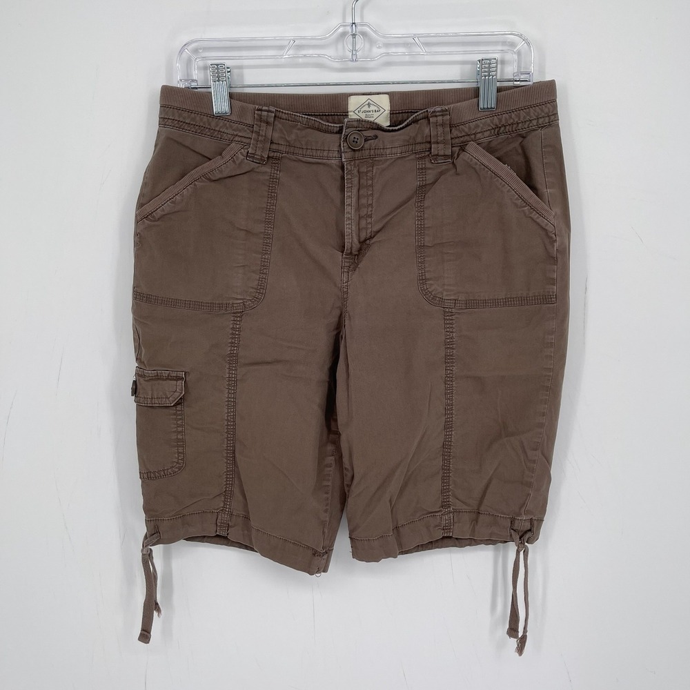 St. John's Bay Women's Brown Drawstring Hem Utility Hiking Cargo Shorts Size 10